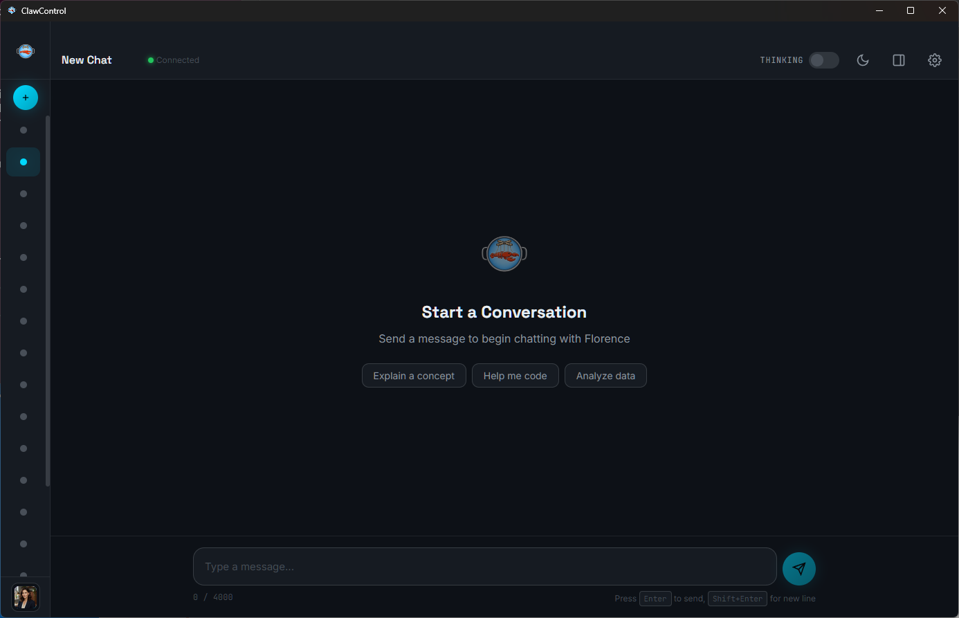 ClawControl main chat interface