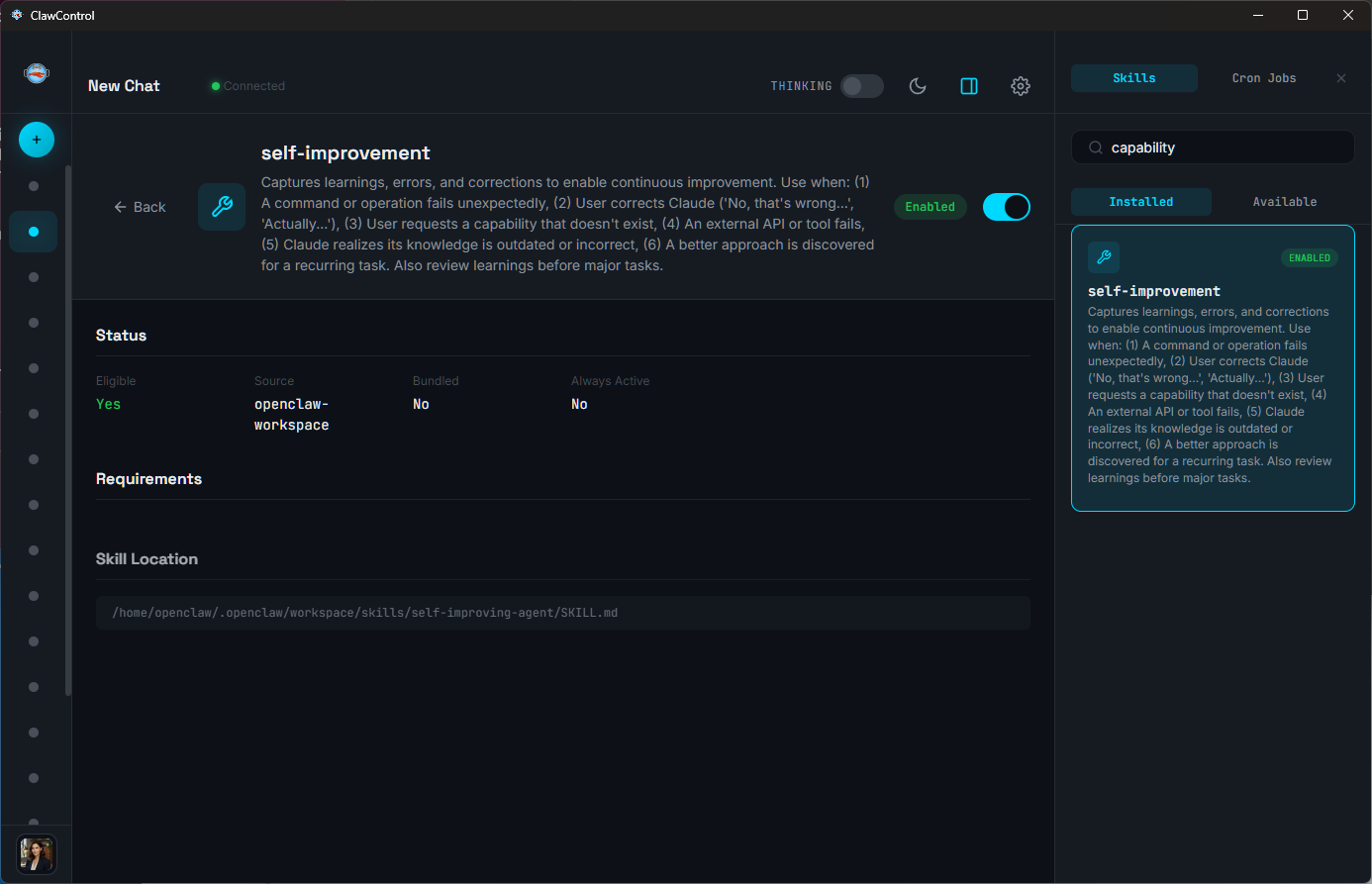Installed skills overview
