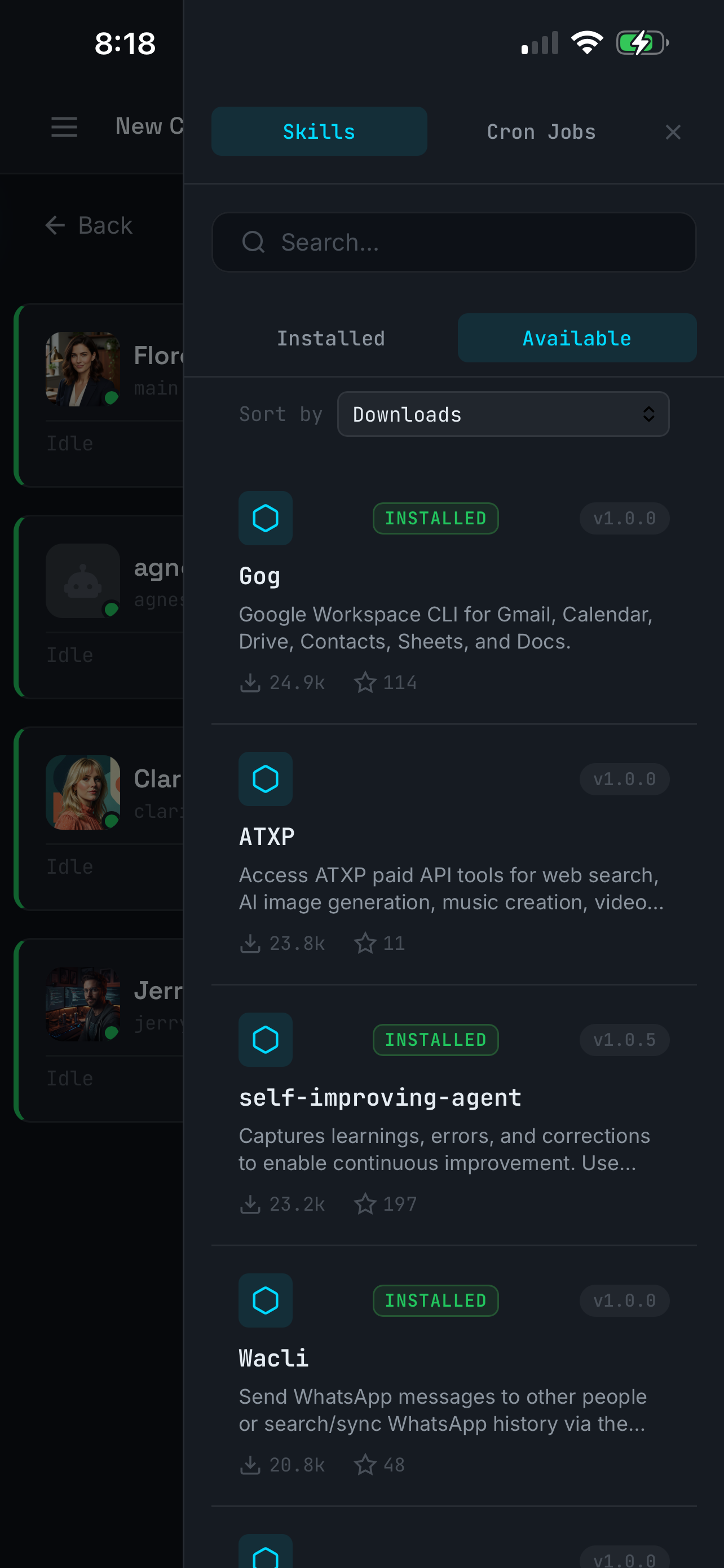 Skill browser with badges