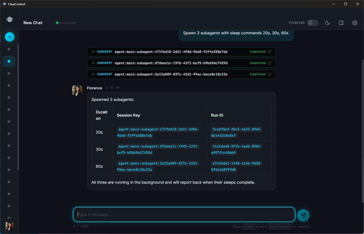 Inline subagent status blocks with popout links